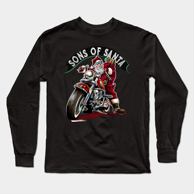 Funny Christmas Gift for Bikers, Sons of Santa Long Sleeve T-Shirt by norules